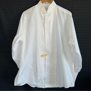 Pierre Balmain Paris Mens Poplin Tuxedo Shirt Pleated Point Collar 16.5 32/33